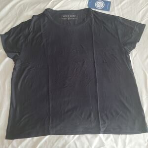 Life is Good Pajama Top Women Large Black Short Sleeve Soft Comfy Loungwear NEW